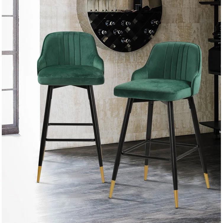 Swivel Velvet Upholstered Counter & Bar Stool (Set of 2)