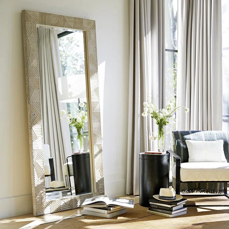 Marsh Serene Full-Length Grooved Wood Rectangular Mirror