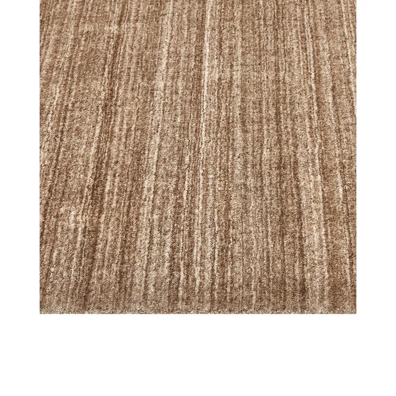 Solo Harbor Hand-Knotted Caramel Stripe Wool-Viscose 9' x 12' Area Rug