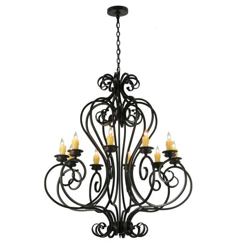Fernando Bronze 10-Light Candle Chandelier