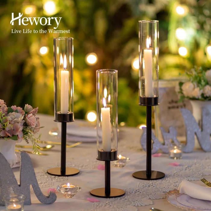NIERBO Candlestick Holders Hurricane Candle Holder, 3pcs Candle Stick Candle Holder Candelabra (Set of 3)
