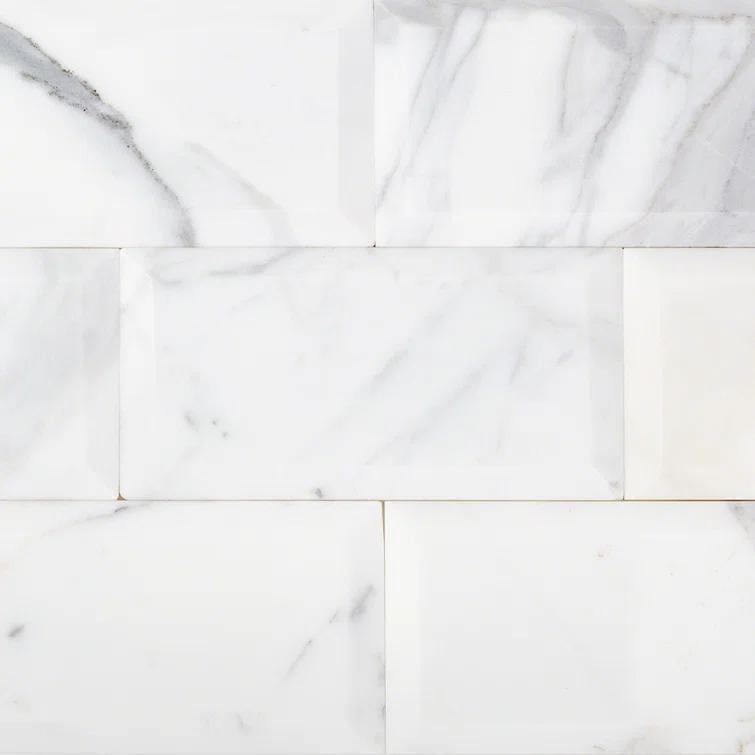 Calacatta 3" x 6" Marble Marble Look Subway Wall & Floor Tile