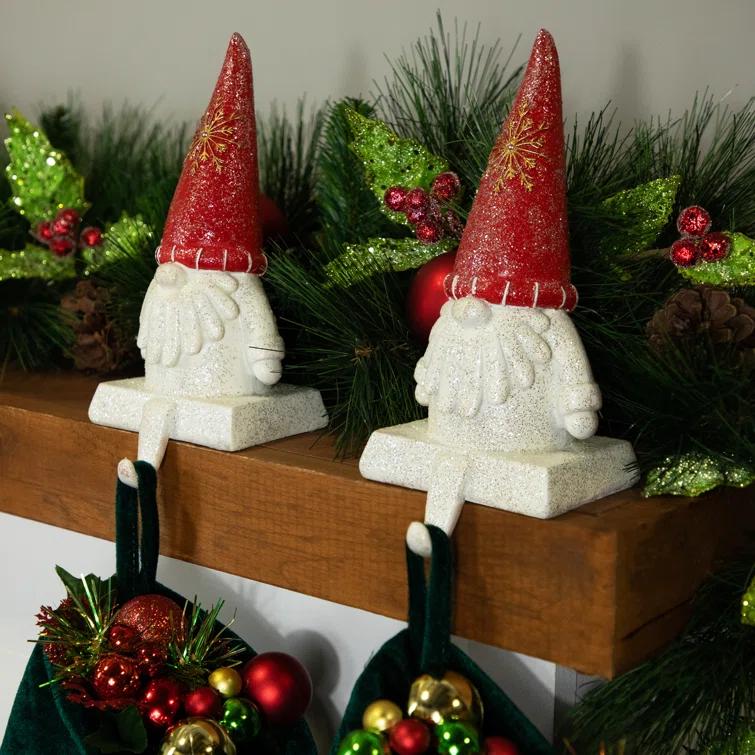 Northlight Seasonal Glittered Gnome Christmas Stocking Holders - 8.25" - Set Of 2 (Set of 2)