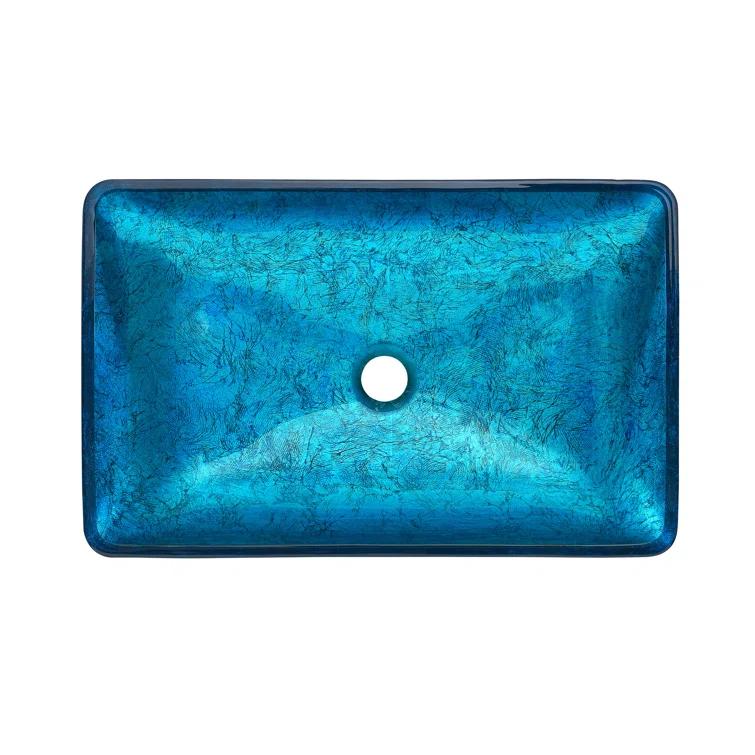 Cascade Rectangular Glass Vessel Sink with Faucet