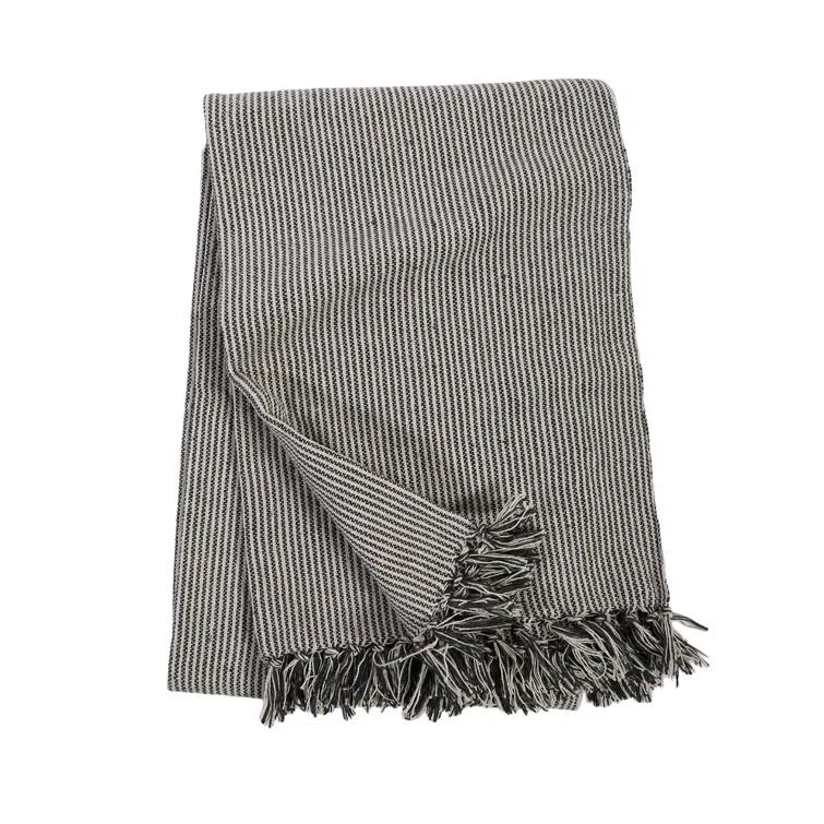 James Cotton Oversized Throw by Pom Pom at Home - Ivory and Charcoal