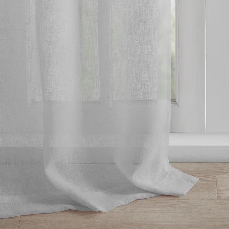 Rosette Floral Embellished Cuff Tab Top Solid Curtain Panel