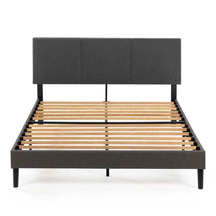 Cambril 38 inch Upholstered Platform Bed Frame with Sustainable Bamboo Slats