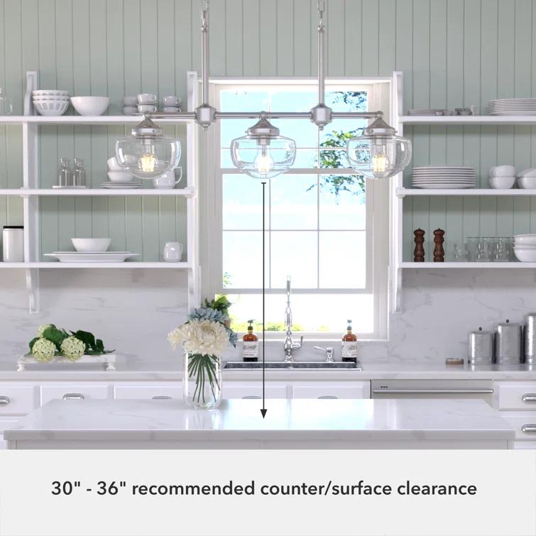 Saddle Creek 3 - Light Kitchen Island Linear Schoolhouse Chandelier
