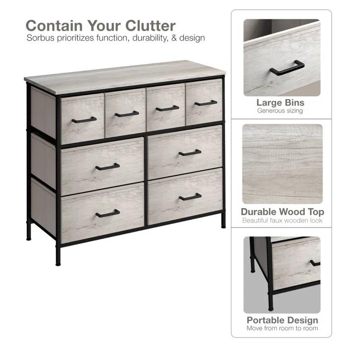 Sorbus Sorbus 8 Drawers Chest Dresser with Knob Handle