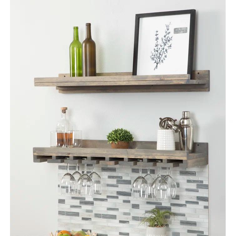 Birch Lane™ Charla Solid Wood Wall Mounted Wine Glass Rack