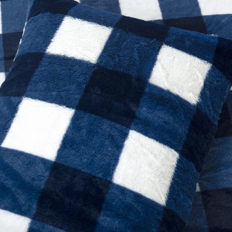 Plaid Faux Fur Microfiber 2 Piece Comforter Set (Set of 2)
