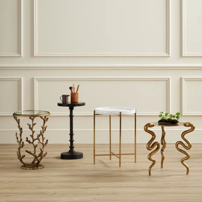 Gallo Round Black and Bronze Accent Table