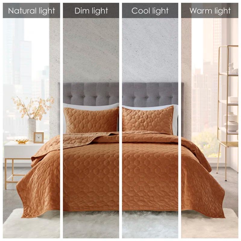 Harper 3 Piece Velvet Quilt Set