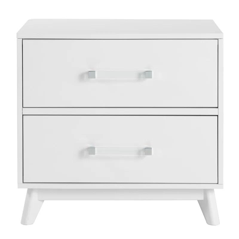 Holland 2 Drawer Nightstand, Acrylic Handles, Undermount Drawer Glides