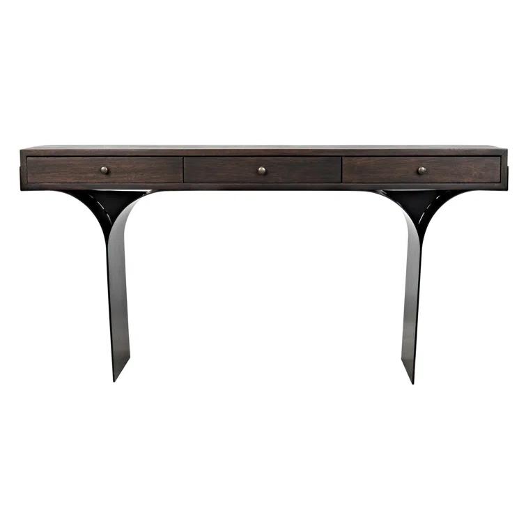 Truss Solid Wood Top Metal Base Writing Desk