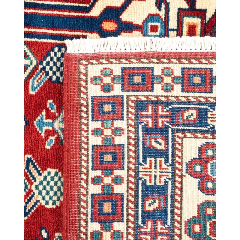 Tribal One-of-a-Kind 5' 1" X 6' 10" 2010s Area Rug in Red/Ivory/Blue