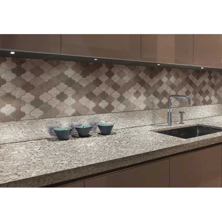 Arctic Storm Arabesque Marble Mosaic Tile in Gray