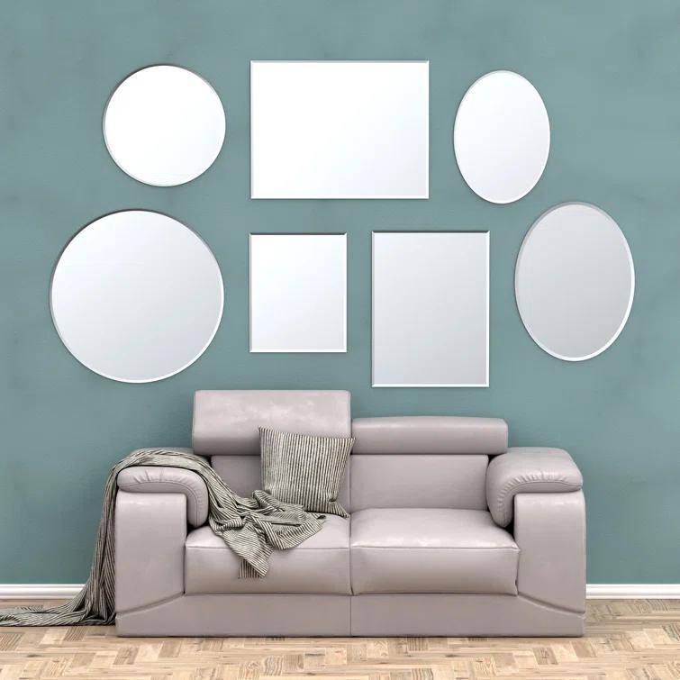 Gatco Modern Frameless Beveled Oval Wall Bathroom / Vanity Mirror