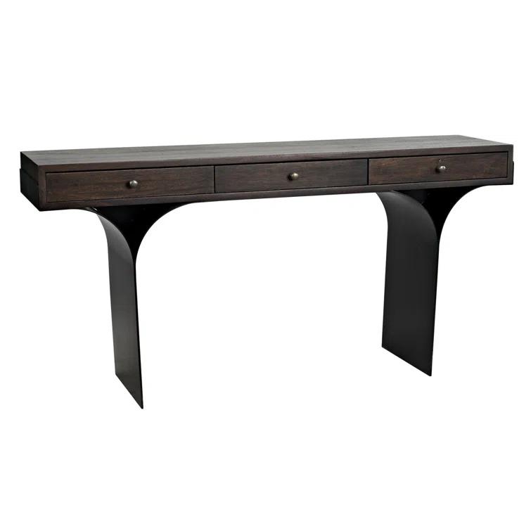 Truss Solid Wood Top Metal Base Writing Desk