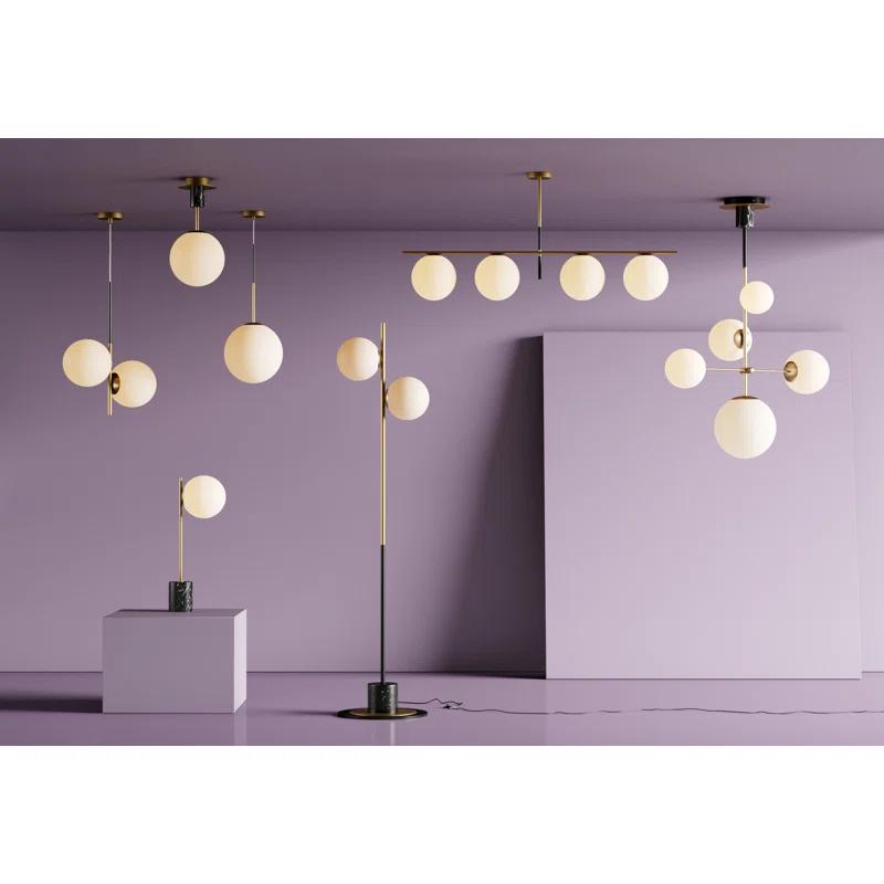 Drake 2 Light Glass Steel Dimmable Pendant