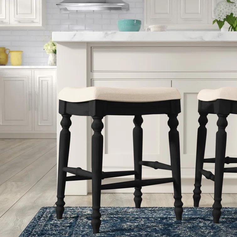 Kelly Clarkson Home Jordyn Backless Upholstered Wood Counter & Bar Stool