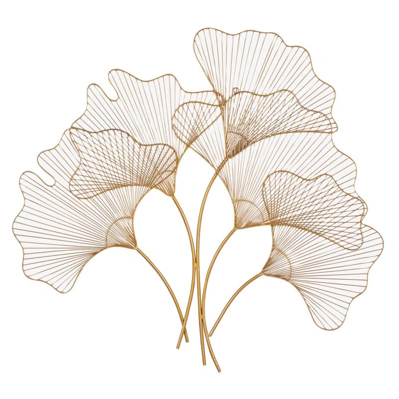 Floral Gold Metal Leaf Wall Décor, 36" X 33"