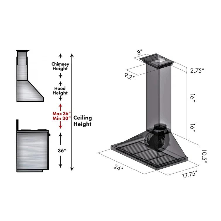 ZLINE ZLINE 24 in. Convertible Vent Wall Mount Range Hood in Stainless Steel W/ Crown Molding (KBCRN-24)