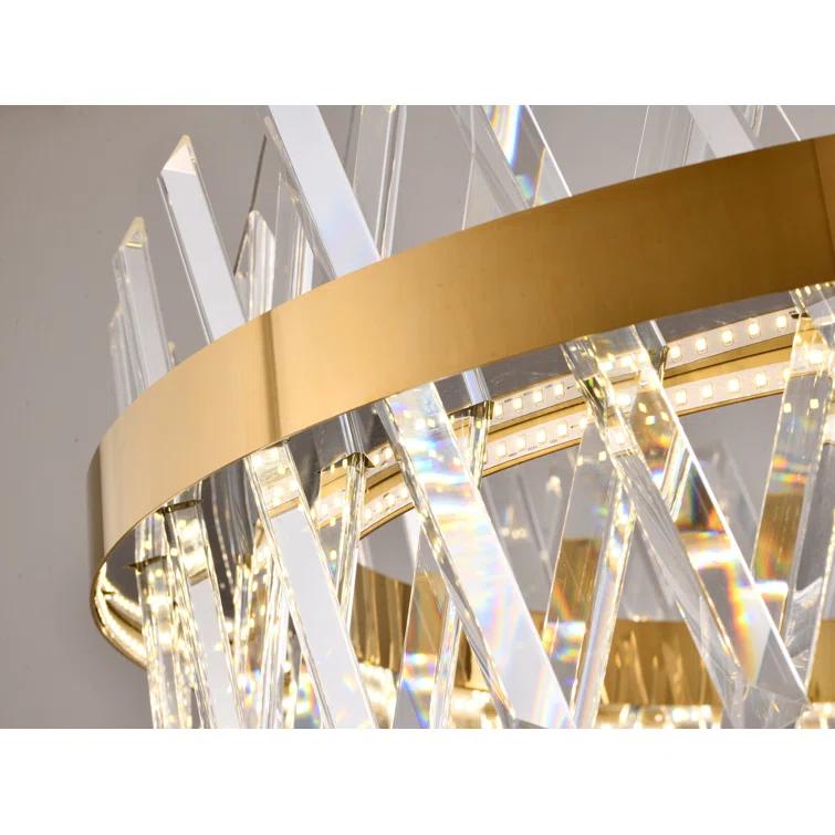 Bethel International LED Chandelier Gold Metal & Crystal