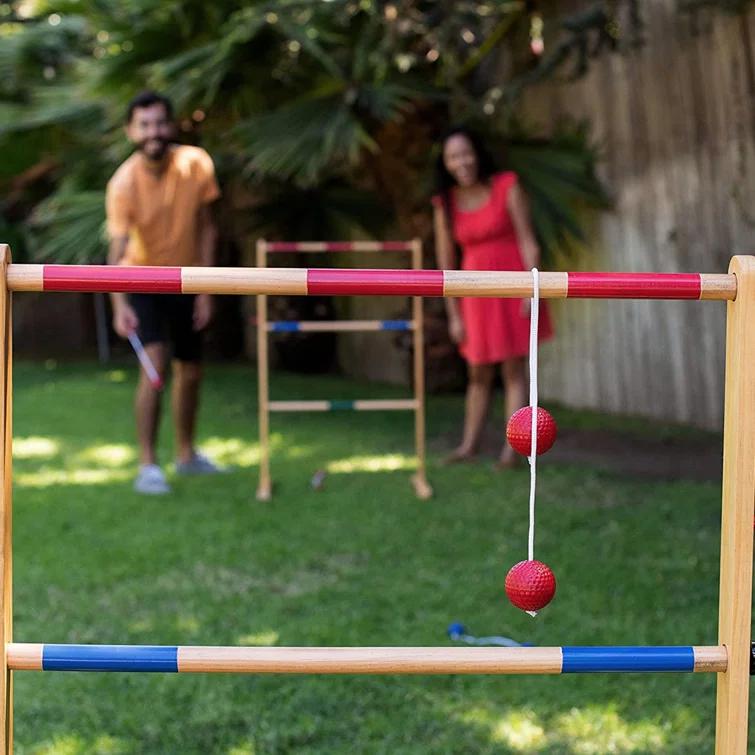 Yard Games Solid + Manufactured Wood Water Resistant Ladder Ball with Carrying Case