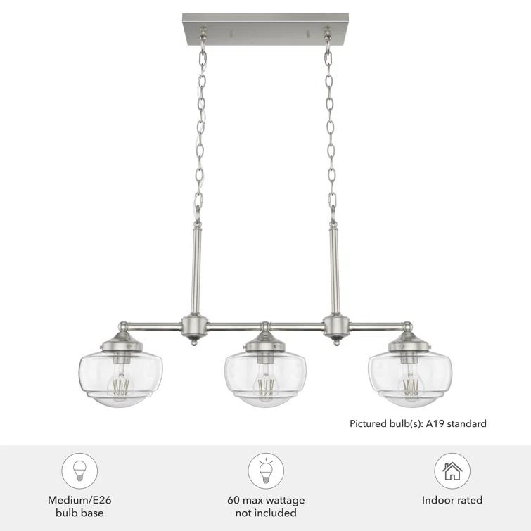 Saddle Creek 3 - Light Kitchen Island Linear Schoolhouse Chandelier