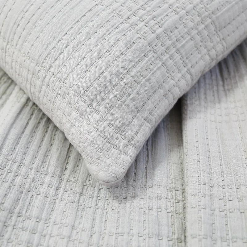 Arrowhead Textured Cotton Blanket by Pom Pom at Home - Mist / Twin