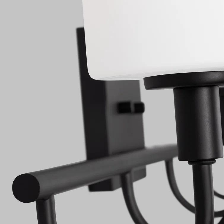 Alvin 4-Light Midnight Black Vanity with Etched White Glass