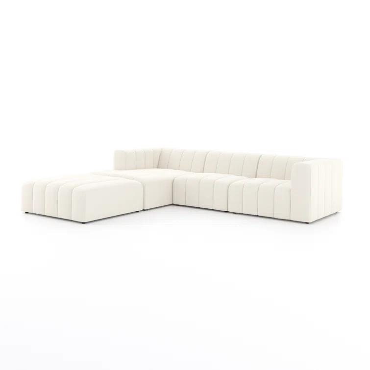 Fayette Cloud Tufted Faux Leather 3-Piece Sectional with Ottoman