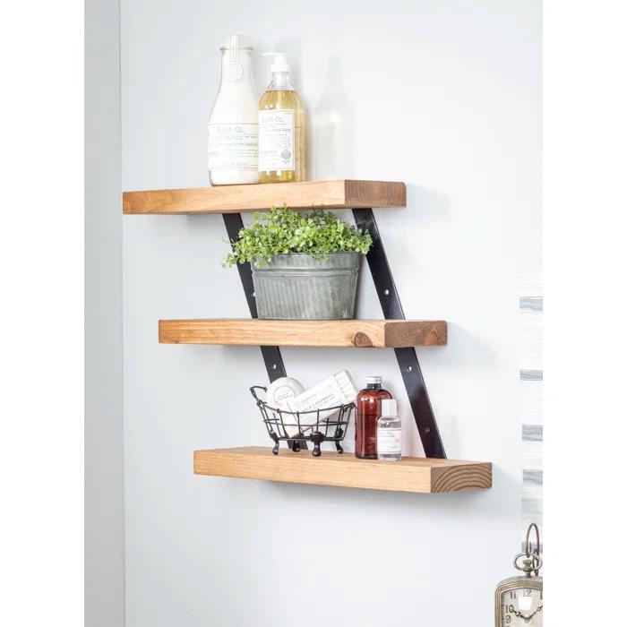 Serene 3 Piece Pine Solid Wood Tiered Shelf