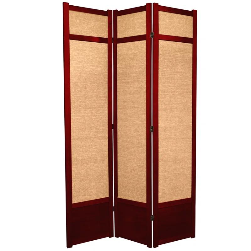 Oriental Furniture 7 Ft Tall Jute Shoji Screen, Rosewood color, 3 panel, jute, Transitional