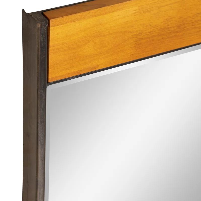 Mercury Row® Cliveden Rectangular Wood & Metal Industrial Floor Mirror