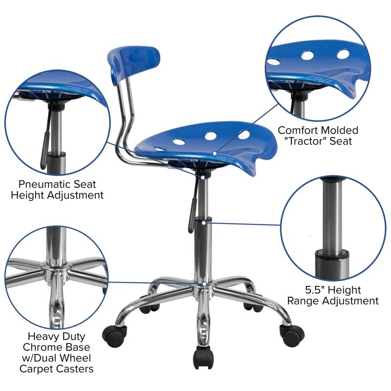 Flash Furniture Bonavant Adjustable Swivel Chair for Desk and Office with Tractor Seat