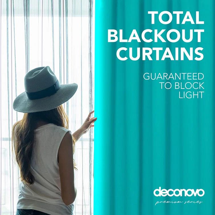 Deconovo Deconovo 100 Percent Blackout with Liner Grommet Curtain Panel Pair (Set of 2)