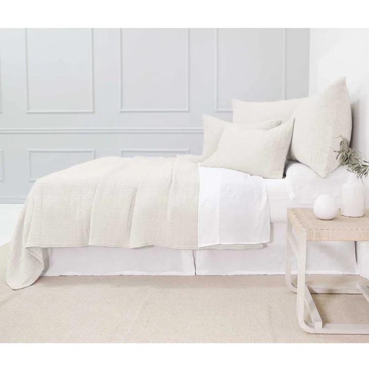 Arrowhead Textured Cotton Blanket by Pom Pom at Home - Cream / King