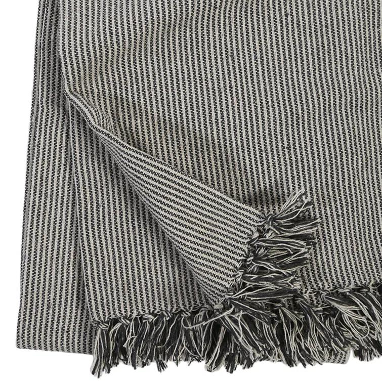 James Cotton Oversized Throw by Pom Pom at Home - Ivory and Charcoal