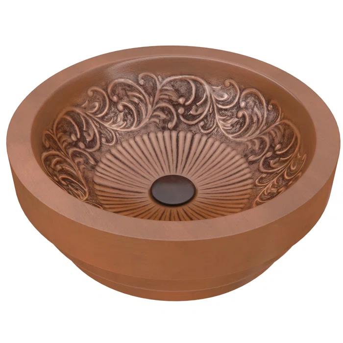 ANZZI Admiral 17'' Polished Antique Copper Copper Circular Bathroom Sink