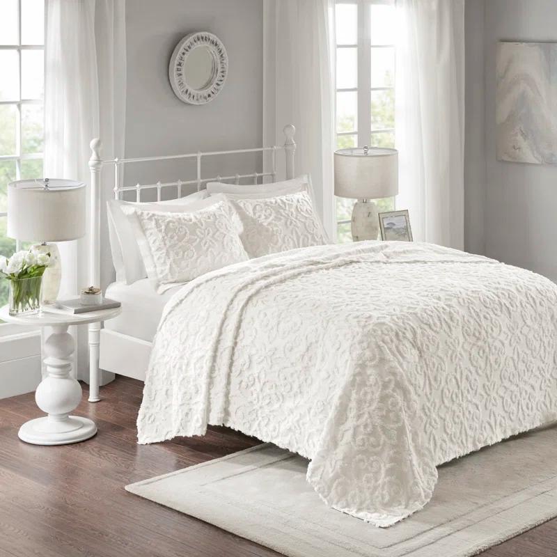 Kelly Clarkson Home Emberly Tufted 100% Cotton Sateen Coverlet Set in Farmhouse Style