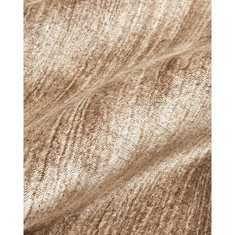 Solo Harbor Hand-Knotted Caramel Stripe Wool-Viscose 9' x 12' Area Rug