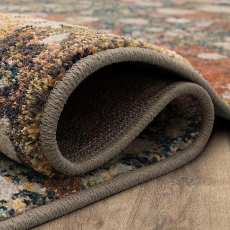 Karastan Torrent Abstract Rose Gold/Gray Area Rug