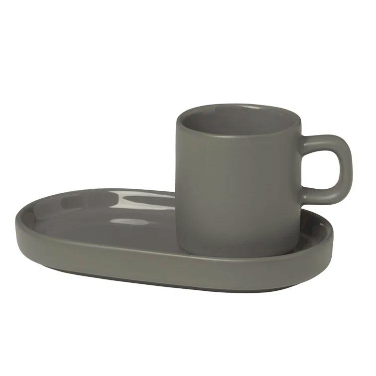 PILAR Stoneware Espresso Cup with Tray
