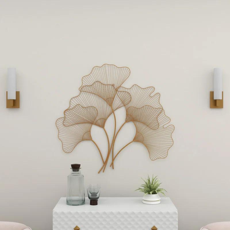 Floral Gold Metal Leaf Wall Décor, 36" X 33"