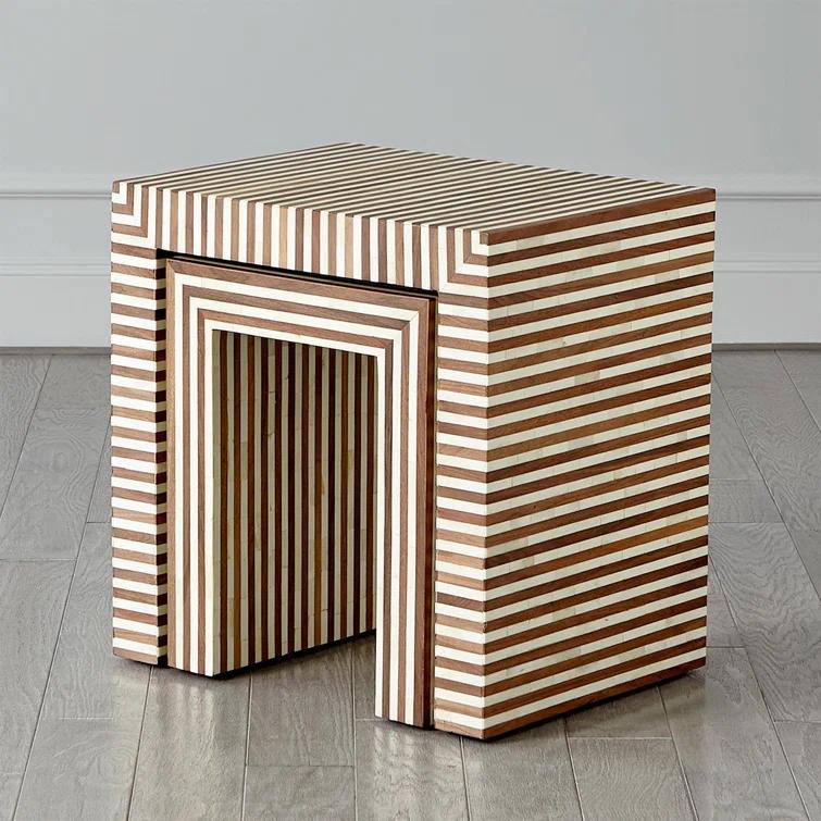 Sienna Nesting End Table-Walnut/Bone-Sm