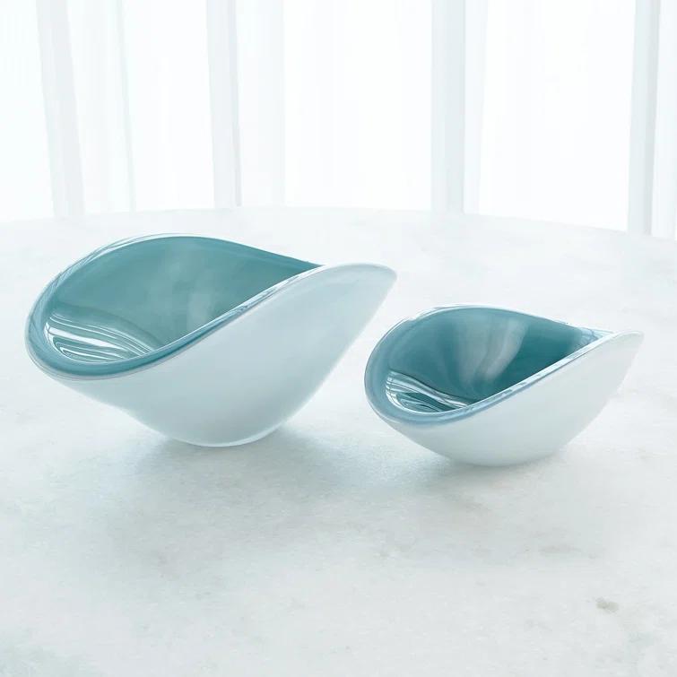 Pinched Cased Glass Bowl-Azure-Lg