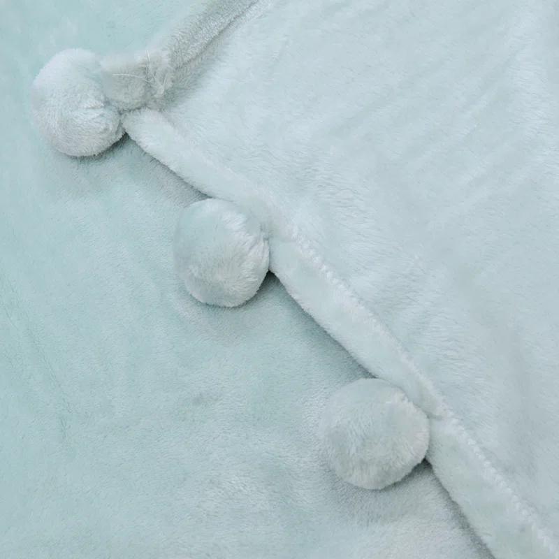 Flannel Fleece Pom Pom Blanket