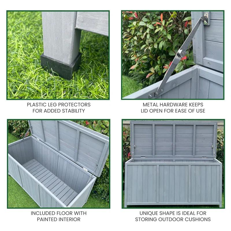 Hanover Hanover 50'' W 60 Gallons Water Resistant Solid + Manufactured Wood Fir Deck Box in Gray